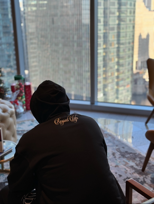 Warren Davis Embroidered High Quality Hoodie w/joggers pants (Black)Available Now