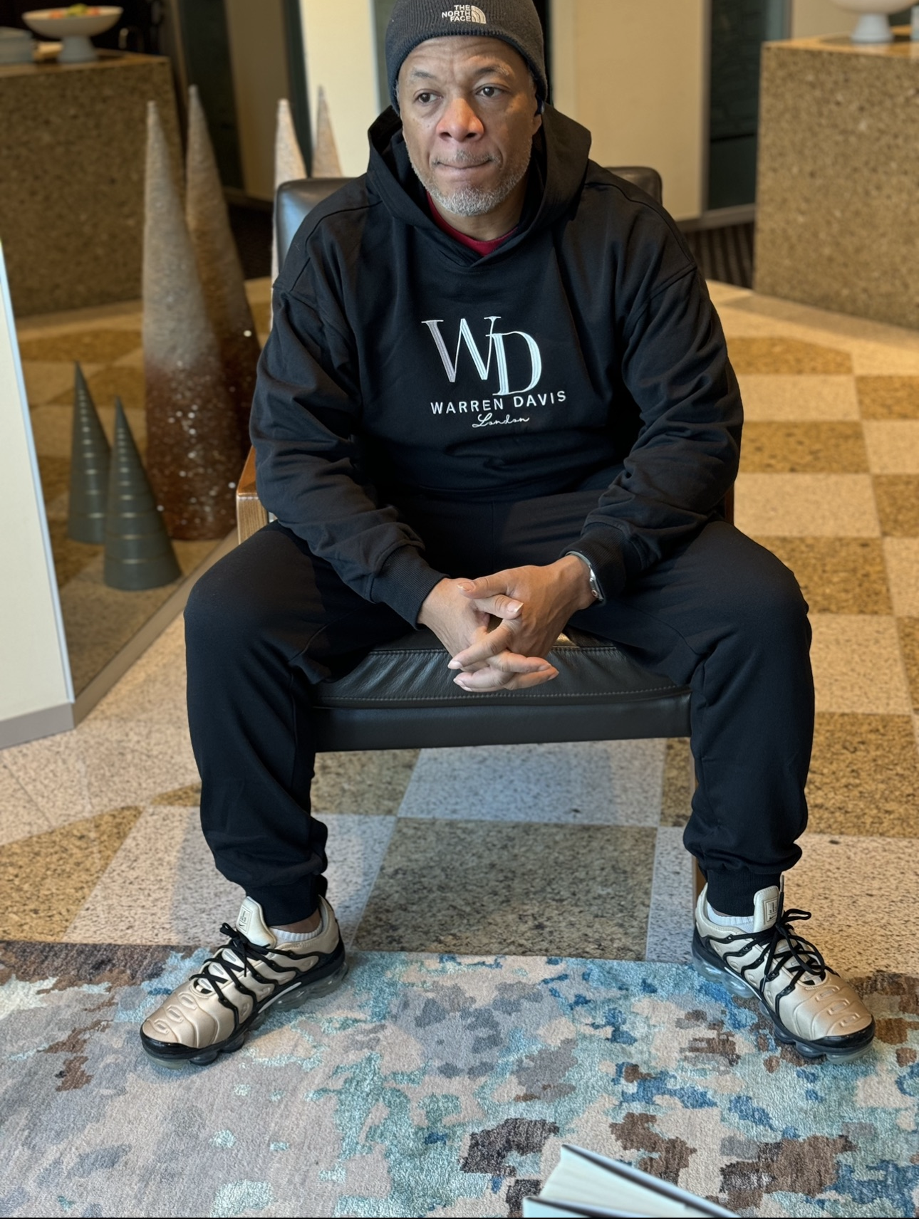 Warren Davis Embroidered High Quality Hoodie w/joggers pants (Black)Available Now