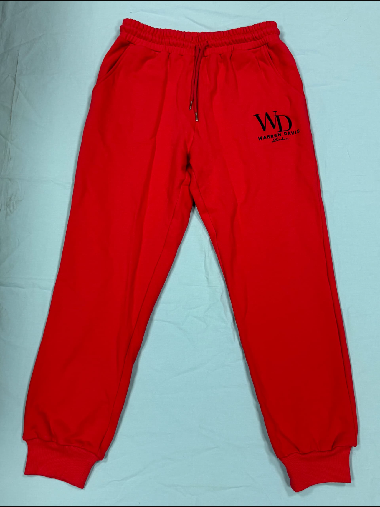 Warren Davis Embroidered High Quality Hoodie w/joggers pants (Red)Available Fall 2026